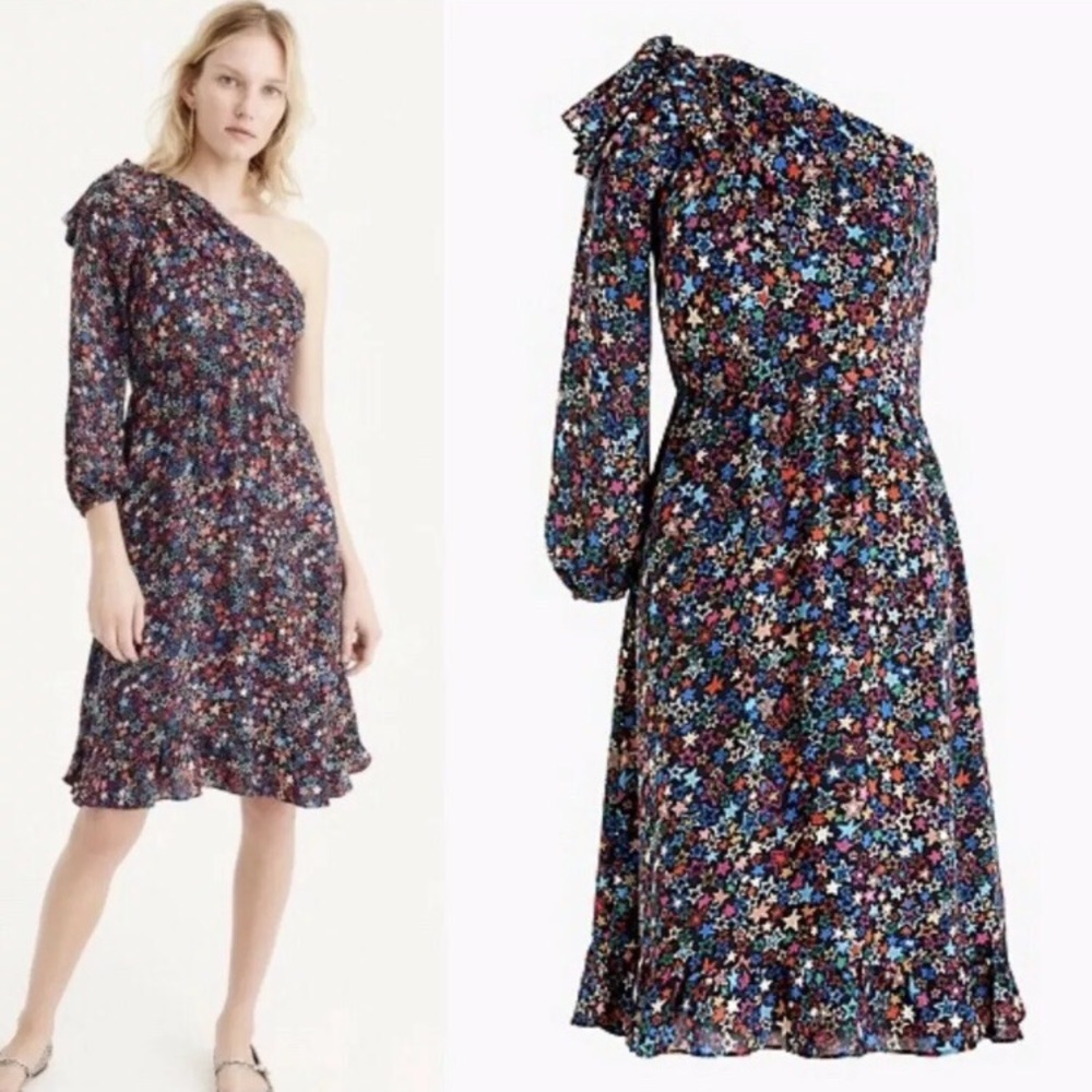 J crew one shoulder kaleidoscope dress